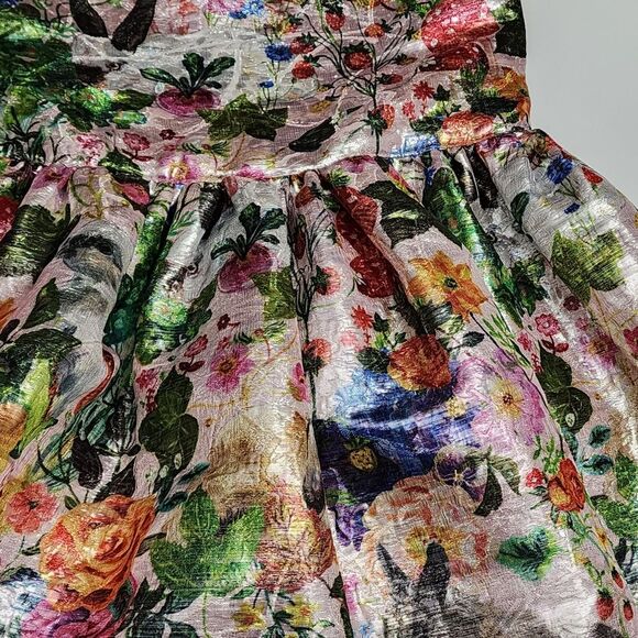 H&M Girls Nathalie Lété Jacquard Weave Metallic Shimmer Elegant Dress Size 8 - Picture 5 of 13